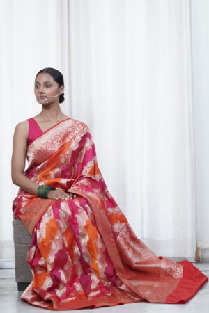 Pure Handloom Banarasi Katan Silk Kadwa Rangkat Saree