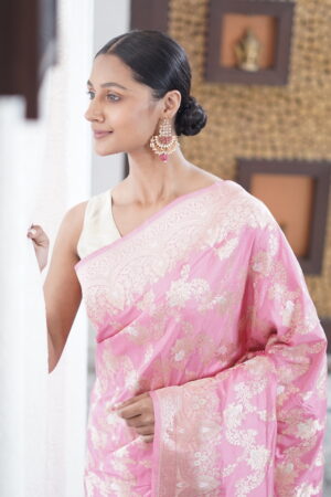 Pure Handloom Banarasi Katan Silk Kadwa Alfi Jangla  Saree